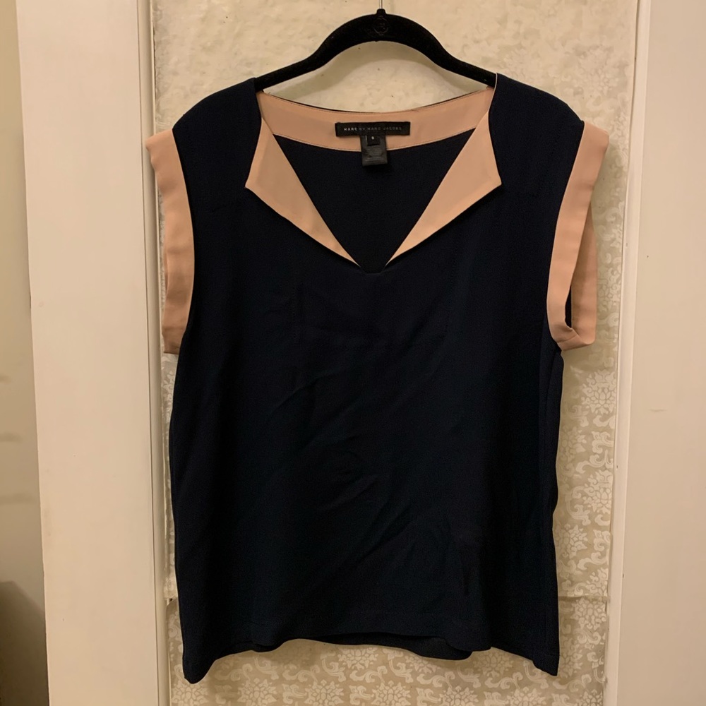 Marc by Marc silk blouse navy and pink